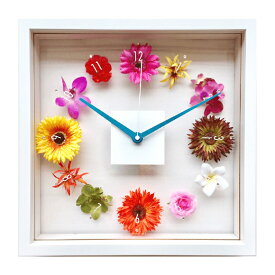 掛け時計 花 アナログ スイープ 音がしない 静音タイプ 木枠 リビング プレゼント ギフト 四角 (花の時計）CDC51964