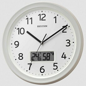 リズム時計 RHYTHM 掛け時計 電波掛時計 カレンダー 温湿度計 2in1 フィットウェーブリブA02