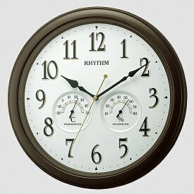 リズム時計 RHYTHM 掛け時計 クオーツ掛時計 音の静かな連続秒針 温度表示 湿度表示 オルロージュインフォートM37