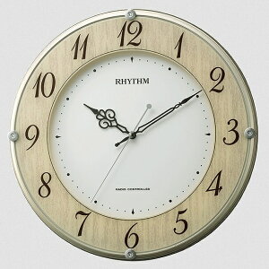 リズム時計 RHYTHM 掛け時計 電波時計/連続秒針 スワロフスキー留め飾り ガラスに木目風印刷 ナチュラルインテリア ライブリーナチュレ