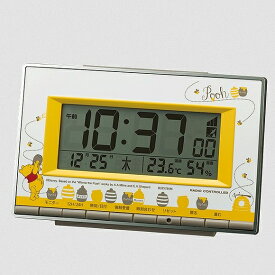 リズム時計 RHYTHM 置き時計 キャラクター時計 電波めざまし時計 電子音アラーム スヌーズ オートストップ 夜でも見えるライト付 時刻・カレンダー表示切換式 くまのプーさん