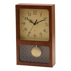 振り子時計 掛け時計 木製 スイープ 音がしない 静音タイプ 壁掛け時計 おしゃれ 昭和 アンティーク デザイン レトロ 和室 ブラウン レクタングル　(IG-31260)
