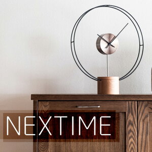NEXTIME ネクスタイム 大型 36cm 置き時計 アナログ 木製 アイアン 時計 秒針なし スイープ 音がしない 静音タイプ Satellite (NT-J026) *次回2025年8月末入荷予定