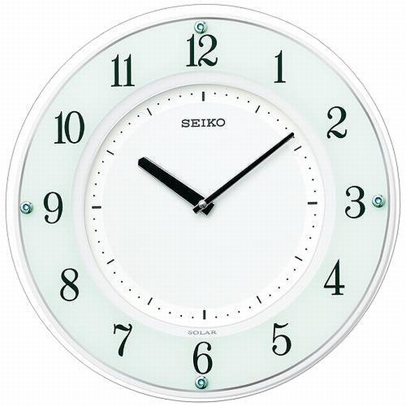 SEIKO セイコー 掛け時計 アナログ・ソーラー 薄型 電波時計(SF505W) (検) 時計 掛け時計 掛時計 かけ時計 木製 掛け時計