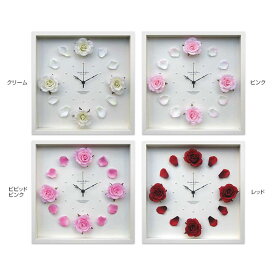 花の掛け時計（バラ） スイープ 音がしない 静音タイプ CRC5012 (検) 時計 掛け時計 掛時計 かけ時計 木製