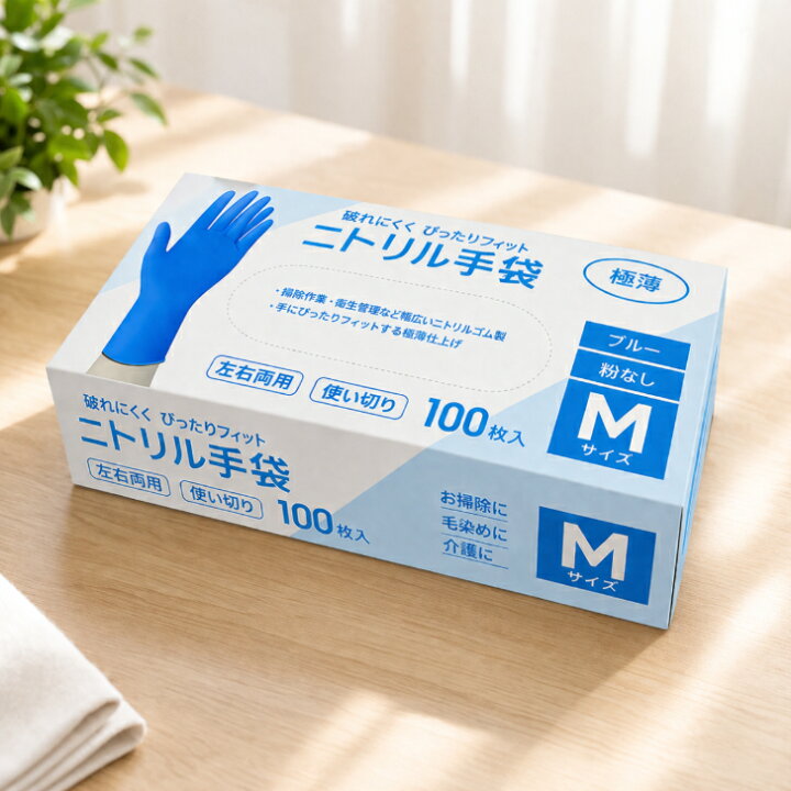 楽天市場】ニトリル手袋 ブルー Mサイズ 100枚入(1箱/10箱/20箱) 粉 