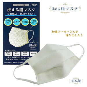 新パッケージ 絹マスク 小杉織物 小杉織物株式会社 ウイルス対策 洗える絹マスク シルクマスク 5重構造 肌にやさしい ノーズワイヤー入り 不織布フィルター入り 耳が痛くなりにくい 平ゴム