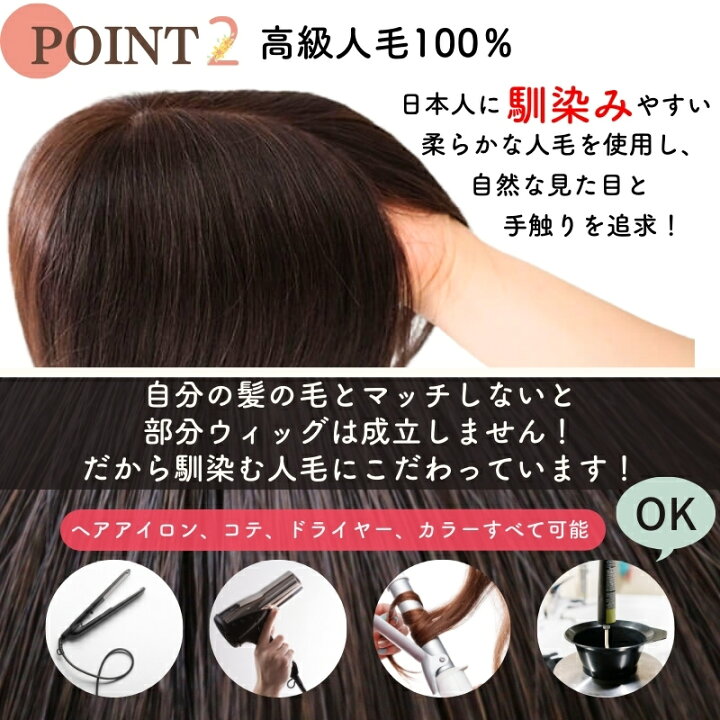 楽天市場】部分ウィッグ 人毛100% ヘアピース 医療用ウィッグ 大きめ 