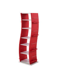 回転 コミックラック WAVY スリム 省スペース 漫画 CD本棚 大容量 高さ 150 幅 60 7段 CD収納 ブックラック 収納棚 高さ調節 ホワイト ブラウン 赤 ナチュラル