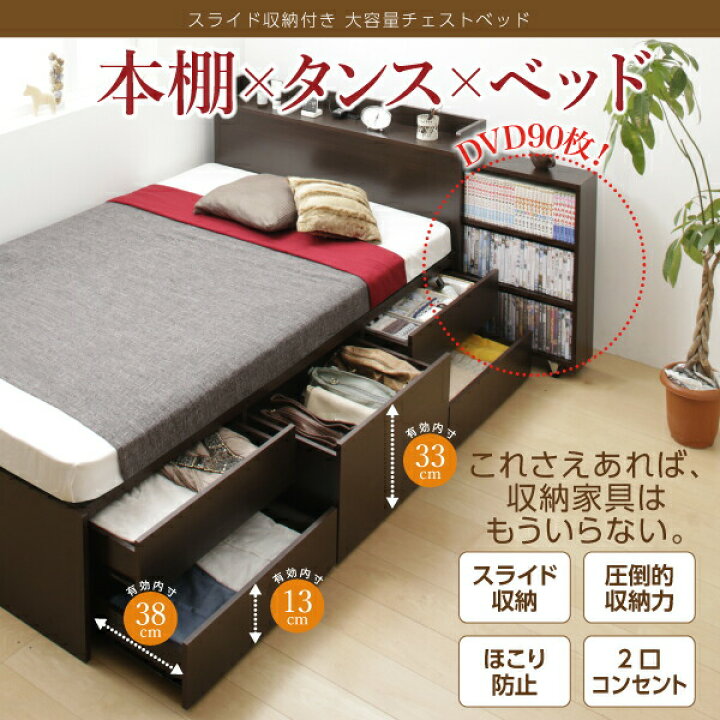 楽天市場】ベッド 収納付きベッド マットレス付き 収納 収納付 収納 
