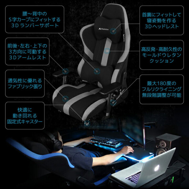 楽天市場】Bauhutte バウヒュッテ ゲーミングチェア LOC-950RR-BU 