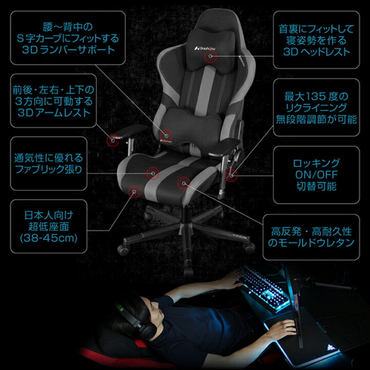 楽天市場】Bauhutte バウヒュッテ ゲーミングチェア RS-950RR-RD 