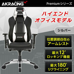 ゲーミングチェア AKRacing 低座面タイプ PREMIUM/LOW-SILVER シルバー 正規販売店 オフィスチェア リクライニング ハイバック 肘掛 ヘッドレスト 座面チルト 最上位モデル PC作業 テレワーク eスポ