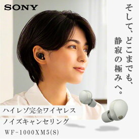 SONY ソニー イヤホン ワイヤレスイヤホン WF-1000XM5 プラチナシルバー ノイズキャンセリング カナル型 ハイレゾ 高音質 風ノイズ低減 最高通話品質 小型化 軽量設計 防滴 マルチポイント機能 同時接続