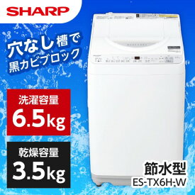 SHARP ES-TX6H-W ホワイト系 穴なし槽シリーズ [縦型洗濯乾燥機 (洗濯6.5kg/乾燥3.5kg)]