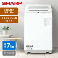 洗濯機 7kg シャープ SHARP ES-GV7K-W ホワイト系 白 穴なし槽 全自動洗濯機 7.0kg 縦型 エクプラ特選