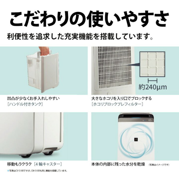 楽天市場】除湿機 シャープ SHARP CM-S100-W ホワイト系 白 コンパクト 