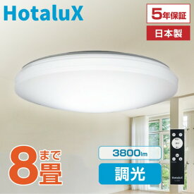HLDZ08259 LED シーリングライト HotaluX(ホタルクス) NEC 8畳 虫が入りにくい 天井照明 日本製 節電 節約 電気代 明るい 簡単取付 調光 リモコン付 常夜灯3段階 5段階調光 寝室 リビング 子供部屋