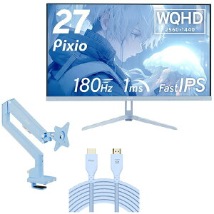 Pixio PX278WAVEB-PW pXeu[ 27^ Q[~OtfBXvC + 3֐߃j^[A[ (1) + HDMI2.1P[u 2m Zbg