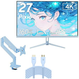 Pixio PX27UWAVEB-PW pXeu[ 27^ 4KQ[~OtfBXvC + 3֐߃j^[A[ (1) + HDMI2.1P[u 2m Zbg
