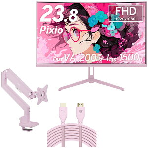 Pixio PXC248WAVEK-O sN 23.8^ Q[~Oj^[ p + 3֐߃j^[A[ (1) + HDMI2.1P[u 2m Zbg