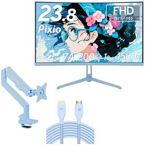 Pixio PXC248WAVEB-O u[ 23.8^ Q[~Oj^[ p + 3֐߃j^[A[ (1) + HDMI2.1P[u 2m Zbg