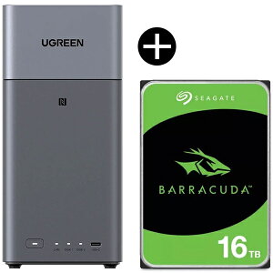 UGREEN DH2300 NASync NAS (2�x�C) + Seagate ST16000DM001 �����X�g���[�WHDD3.5�C���` �Z�b�g
