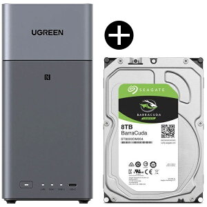 UGREEN DH2300 NASync NAS (2�x�C) + Seagate ST8000DM004 BarraCuda 3.5�C���`�����n�[�h�f�B�X�N (8TB) �Z�b�g