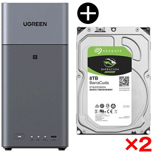 UGREEN DH2300 NASync NAS (2�x�C) + Seagate ST8000DM004 BarraCuda 3.5�C���`�����n�[�h�f�B�X�N (8TB) ×2 �Z�b�g