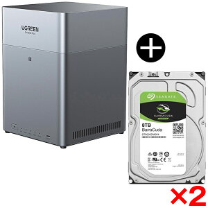 UGREEN DH4300plus NASync NAS (4�x�C) + Seagate ST8000DM004 BarraCuda 3.5�C���`�����n�[�h�f�B�X�N (8TB) ×2 ���o���N�i �Z�b�g