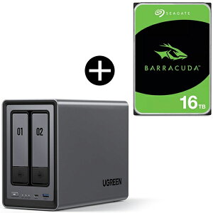 UGREEN DXP2800 NASync NAS 2�x�C + Seagate ST16000DM001 �����X�g���[�WHDD3.5�C���` �Z�b�g