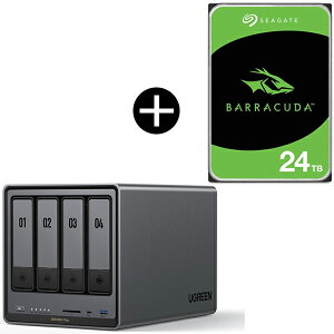 UGREEN DXP4800Plus NASync NAS 4�x�C + Seagate ST24000DM001 �����X�g���[�WHDD3.5�C���` �Z�b�g