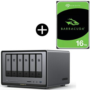 UGREEN DXP6800Pro NASync NAS 6�x�C + Seagate ST16000DM001 �����X�g���[�WHDD3.5�C���` �Z�b�g