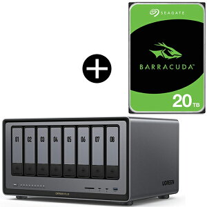 UGREEN DXP8800Plus NAS 8�x�C + Seagate ST20000DM001 �����X�g���[�WHDD3.5�C���` �Z�b�g