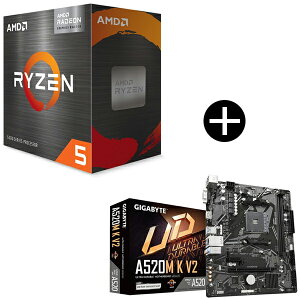 AMD Ryzen 5 5500GT BOX With Wraith Stealth Cooler CPU + GIGABYTE A520M K V2 GIGABYTE A520M K V2 Micro ATX�}�U�[�{�[�h �Z�b�g