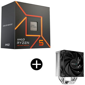 AMD Ryzen 5 7600 With Wraith Stealth Cooler 100-100001015BOX CPU (6C/12T 4.0Ghz 65W) + DEEPCOOL R-AK400-BKNNMN-G-1 �T�C�h�t���[�^CPU�N�[���[ �Z�b�g