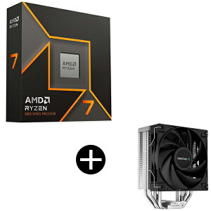 AMD Ryzen 7 9700X W/O Cooler WOF (8C/16T�A3.8GHz�A65W) CPU + DEEPCOOL R-AK400-BKNNMN-G-1 �T�C�h�t���[�^CPU�N�[���[ �Z�b�g