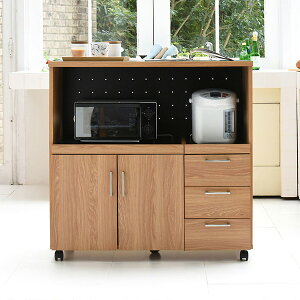 キッチンカウンター キッチンボード 90 幅 コンセント付き レンジ台 キッチン収納 食器棚 カウンター 引き出し 付き キャスター付き FAP-0030-NABK JKプラン メーカー直送