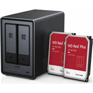 UGREEN DH2300+HDD4TB*2 BundleSet [NAS�����Z�b�g (NASync DH2300+WD Red Plus WD40EFPX 4TB×2��)]
