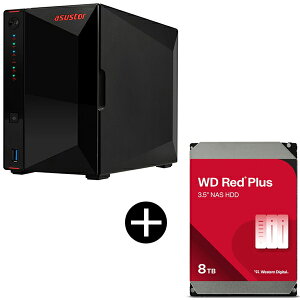 ASUSTOR AS5402T NIMBUSTOR 2 Gen2 NAS + WESTERN DIGITAL WD80EFPX WD Red Plus Internal NAS���� ����HDD (3.5�C���` 8TB 256MB) �Z�b�g
