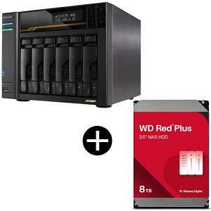 ASUSTOR AS6806T LOCKERSTOR 6 Gen3 NAS (6�x�C/������16GB) + WESTERN DIGITAL WD80EFPX WD Red Plus Internal NAS���� ����HDD (3.5�C���` 8TB 256MB) �Z�b�g