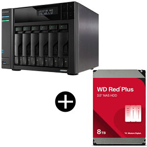 ASUSTOR AS6706T v2 LOCKERSTOR 6 Gen2+ NAS (6�x�C) + WESTERN DIGITAL WD80EFPX WD Red Plus Internal NAS���� ����HDD (3.5�C���` 8TB 256MB) �Z�b�g
