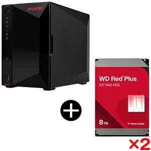 ASUSTOR AS5402T NIMBUSTOR 2 Gen2 NAS + WESTERN DIGITAL WD80EFPX WD Red Plus Internal NAS���� ����HDD (3.5�C���` 8TB 256MB) ×2 �Z�b�g