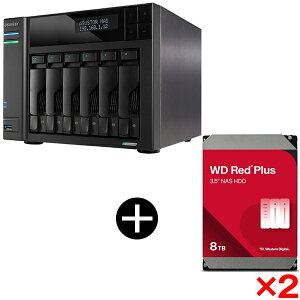 ASUSTOR AS6706T v2 LOCKERSTOR 6 Gen2+ NAS (6�x�C) + WESTERN DIGITAL WD80EFPX WD Red Plus Internal NAS���� ����HDD (3.5�C���` 8TB 256MB) ×2 �Z�b�g