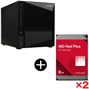 ASUSTOR AS3304T v2 DRIVESTOR Pro Gen2 NAS(4�x�C) + WESTERN DIGITAL WD80EFPX WD Red Plus Internal NAS���� ����HDD (3.5�C���` 8TB 256MB) ×2 �Z�b�g