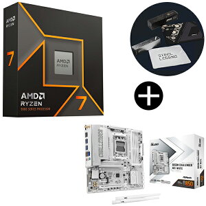 AMD Ryzen 7 9700X W/O Cooler WOF (8C/16T�A3.8GHz�A65W) CPU + ASRock B850M Challenger WiFi White �z���C�g microATX�}�U�[�{�[�h + ASRock�I���W�i���}�E�X�p�b�h �Z�b�g