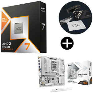 AMD Ryzen 7 9800X3D CPU + ASRock B850M Challenger WiFi White �z���C�g microATX�}�U�[�{�[�h + ASRock�I���W�i���}�E�X�p�b�h �Z�b�g
