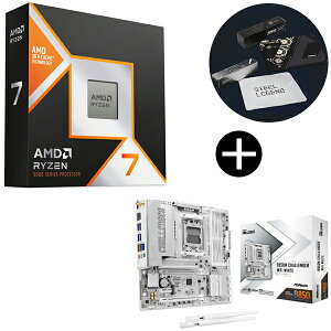 AMD Ryzen 7 9850X3D W/O Cooler WOF 100-100001973WOF CPU (8C/16T 4.7Ghz 120W) + ASRock B850M Challenger WiFi White �z���C�g microATX�}�U�[�{�[�h + ASRock�I���W�i���}�E�X�p�b�h �Z�b�g