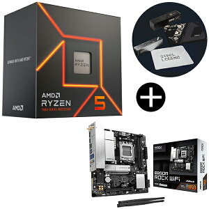 AMD Ryzen5 7600 With Wraith Stealth Cooler 100-100001015BOX CPU (6C/12T 4.0Ghz 65W) + ASRock B850M Rock WiFi �u���b�N �}�U�[�{�[�h + ASRock�I���W�i���}�E�X�p�b�h �Z�b�g