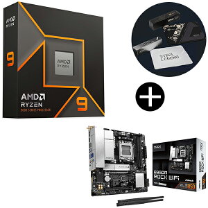AMD Ryzen 9 9900X W/O Cooler WOF (12C/24T�A4.4GHz�A120W) CPU + ASRock B850M Rock WiFi �u���b�N �}�U�[�{�[�h + ASRock�I���W�i���}�E�X�p�b�h �Z�b�g